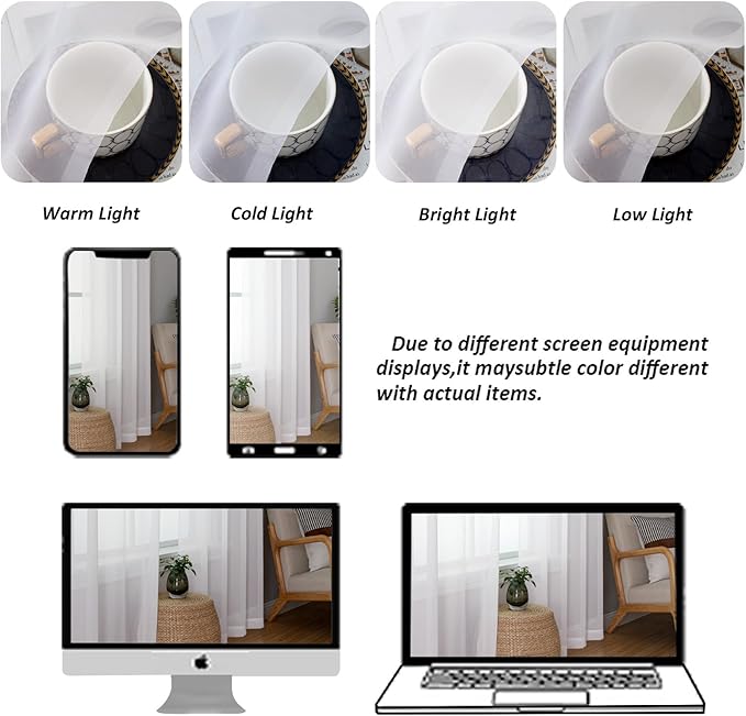 Chyhomenyc Extra Long White Sheer Curtains 108 Inches Long 2 Panels, Light - Image 4