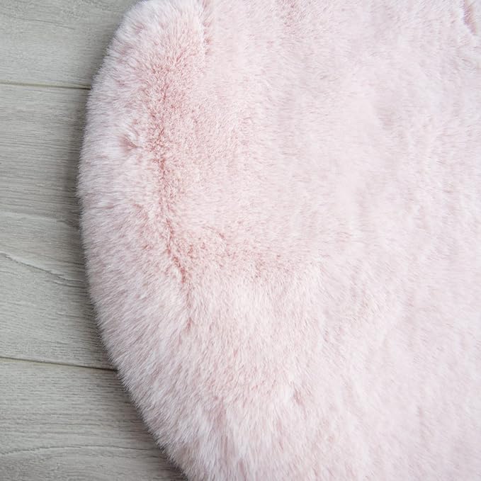ORINOVA Pink Fluffy Shag Carpet Faux Bunny Washable Plush Fur Area Rugs - Image 9