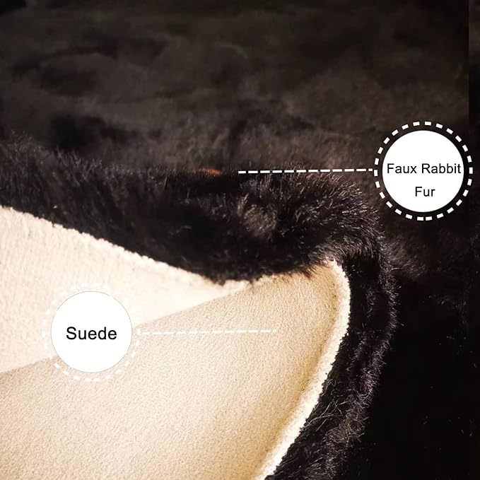 Ghouse Soft Faux Sheepskin Fur Rug 4x6 Black Fluffy Bedside Rugs Plush Rug Shag - Image 3