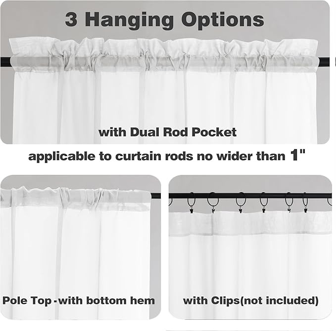 Chyhomenyc Extra Long White Sheer Curtains 108 Inches Long 2 Panels, Light - Image 3