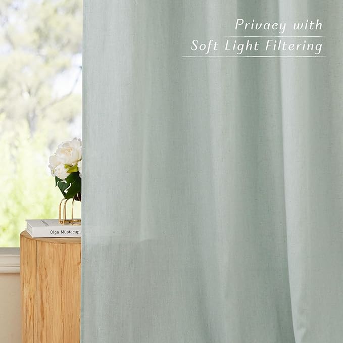 NICETOWN Linen Sage Green Curtains 96 inches Long - Image 5