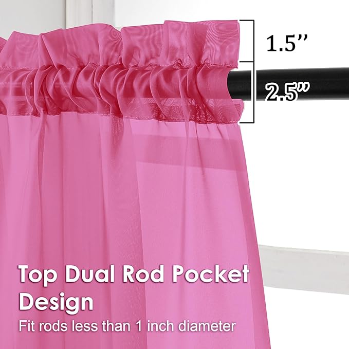 OVZME Sheer Curtains 63 inch Length 2 Panels Set - Image 2
