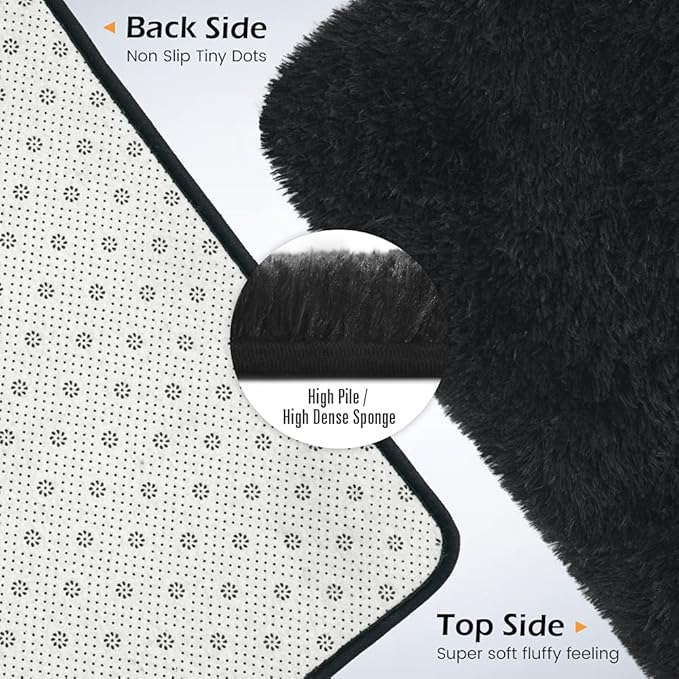 Amearea Shag Fluffy Area Rug for Bedroom Girls Living Room, Extra Soft and - Image 4