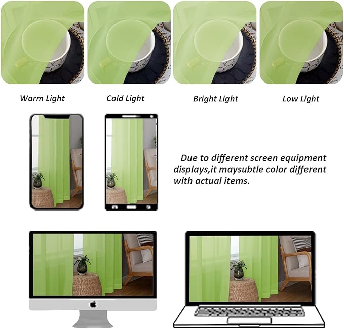 Chyhomenyc Sheer Curtains 54 Inch Long 2 Panels Set, Light Filtering Short Soft - Image 8