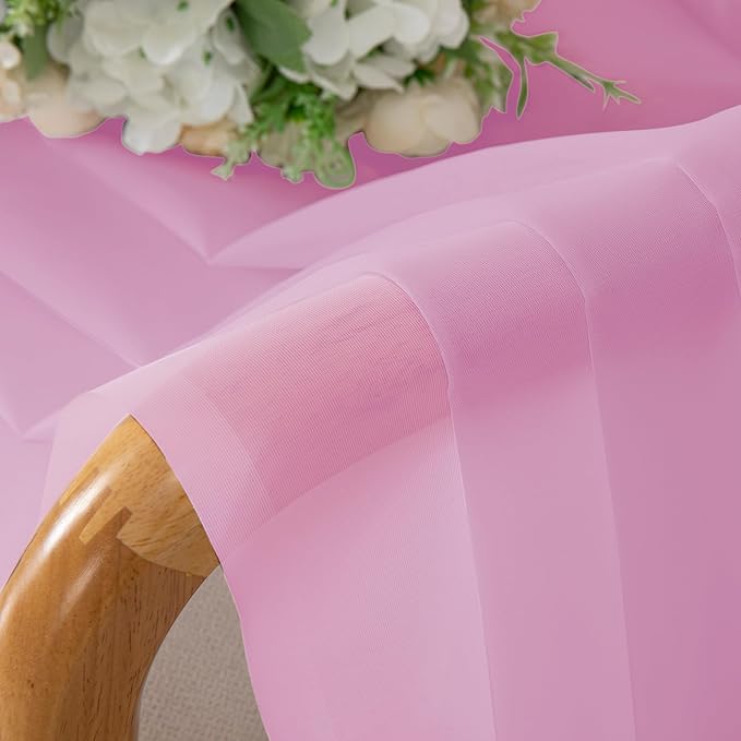 Chyhomenyc Pink Sheer Curtains 30 inch Length 2 Panels, Light Filtering Voile - Image 8