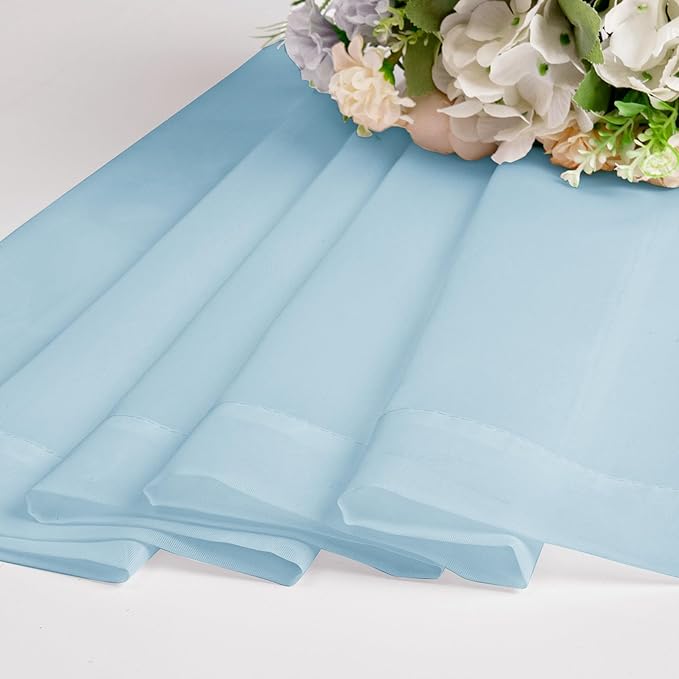 Chyhomenyc Light Blue Sheer Curtains 63 Inch Length 2 Panels, Light Filtering - Image 8
