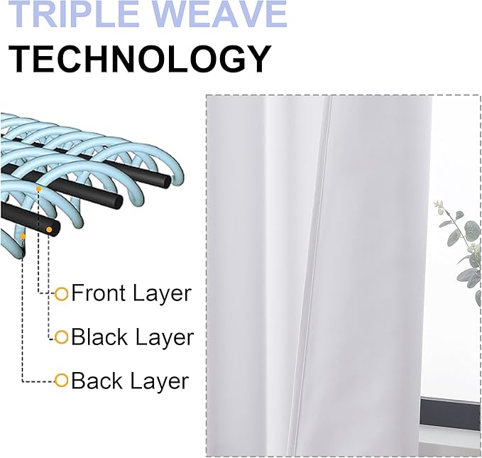 Simplebrand Ava Pure White Curtains 36 Inches Long 2 Panels, Light Filtering - Image 5