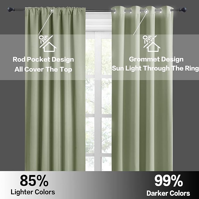 RYB HOME Blackout Cafe Curtains 30 inch Length, Short Light UV Heat Blocking - Image 6