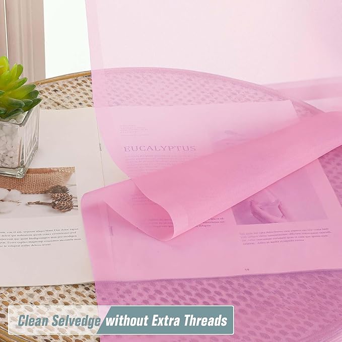 Light Pink Sheer Curtains 63 Inch Length 2 Panels, Voile Sheer Curtain - Image 2