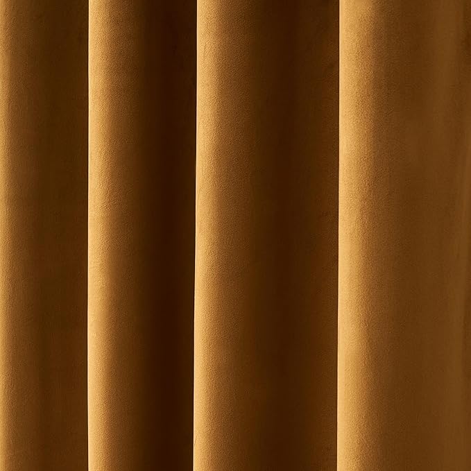 MIULEE Velvet Curtains Golden Brown Elegant Grommet Curtains Thermal Insulated - Image 7