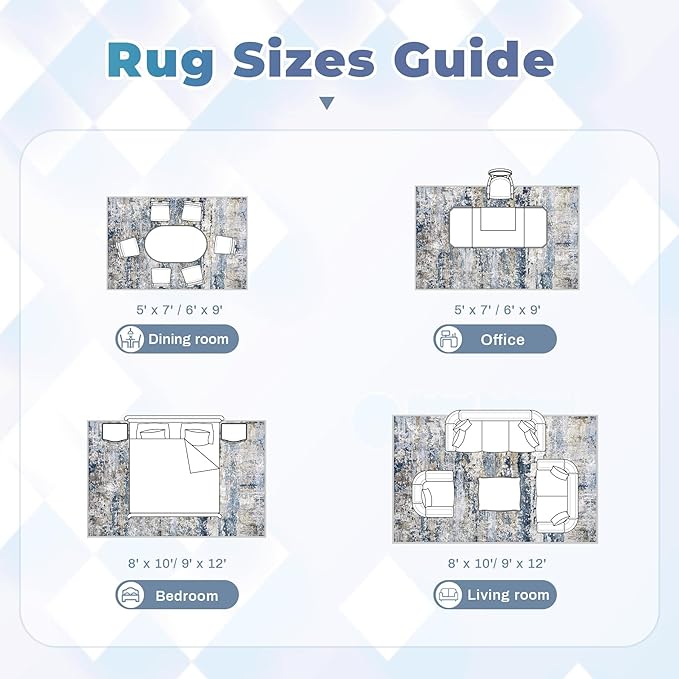 Area Rugs 6x9 for Living Room: Washable Rug Modern Abstract Neutral Soft - Image 8