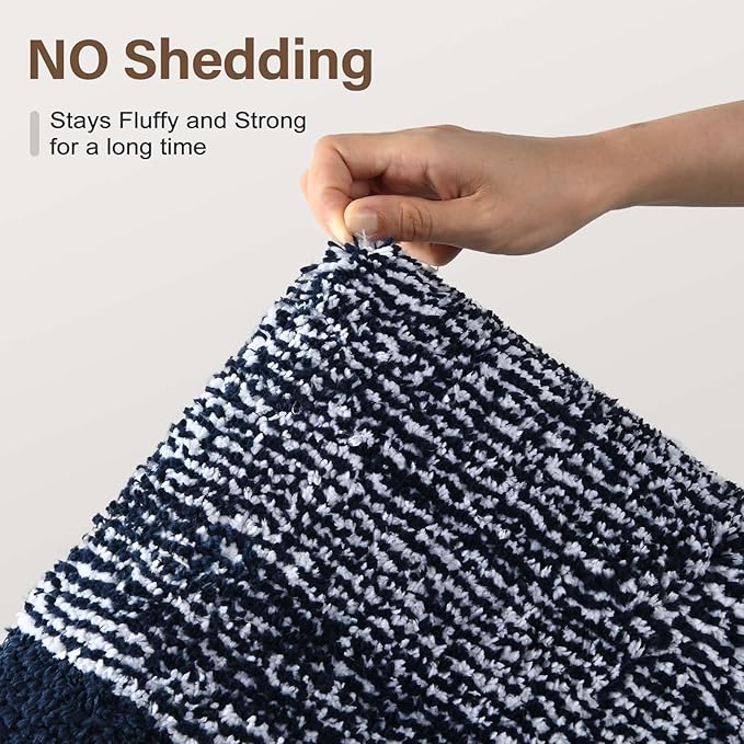 Bathroom Rugs 24x17 Non Slip Washable, Dark Blue Bath Mat - Image 8