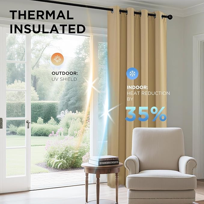 Joydeco Blackout Curtains 72 Inch Length 2 Panels Set, Thermal Insulated Long - Image 4