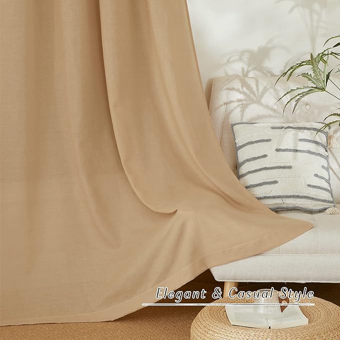 NICETOWN Linen Flax Semi Sheer Curtains 92" Length, Grommet Window Treatments - Image 6