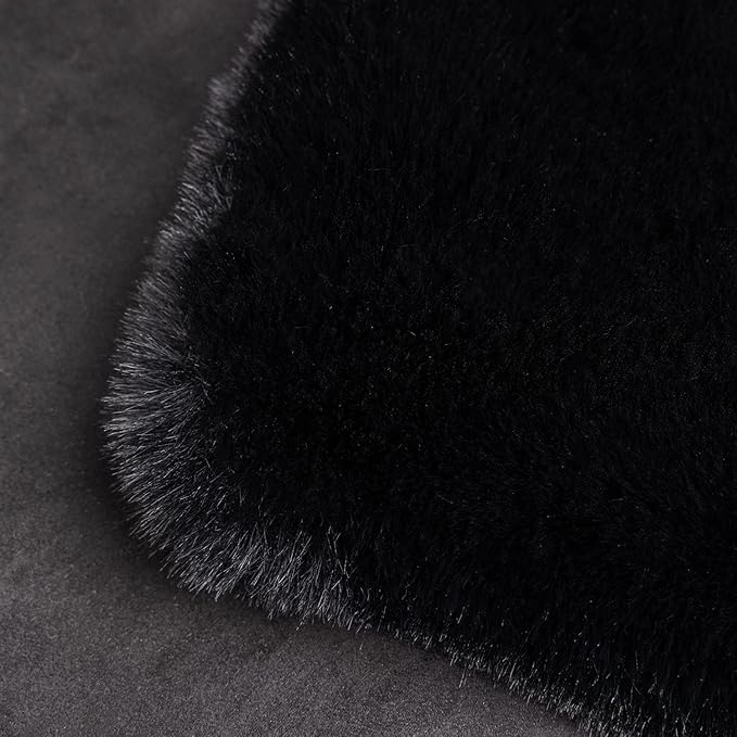 Ghouse Soft Faux Sheepskin Fur Rug 4x6 Black Fluffy Bedside Rugs Plush Rug Shag - Image 6