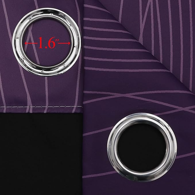 Estelar Textiler Purple and Greyish White Blackout Curtains 54 Inch Length - Image 7