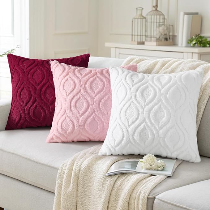 decorUhome Summer Throw Pillow Covers 18x18 Inch Set of 2, Soft Plush Faux Wool - Image 4