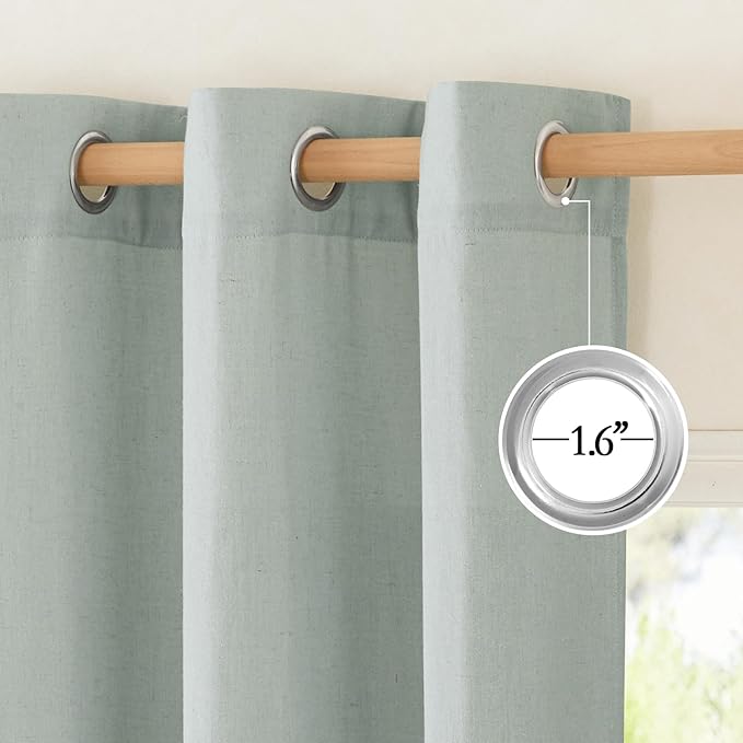 NICETOWN Linen Flax Semi Sheer Curtains 92" Length, Grommet Window Treatments - Image 3