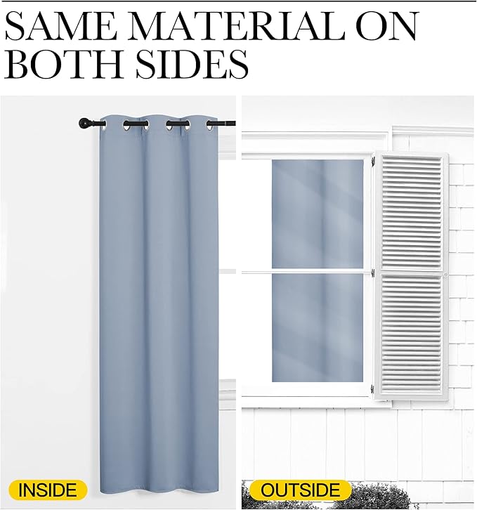 NICETOWN Vintage Blue Blackout Curtains 45 inches Length - Image 5