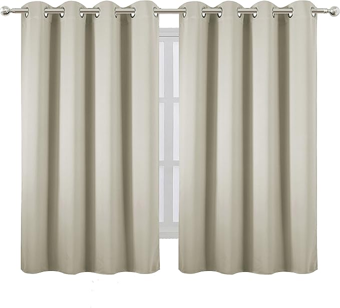LEMOMO Light Beige Thermal Blackout Curtains/52 x 54 Inch/Set of 2 Panels Room - Image 2