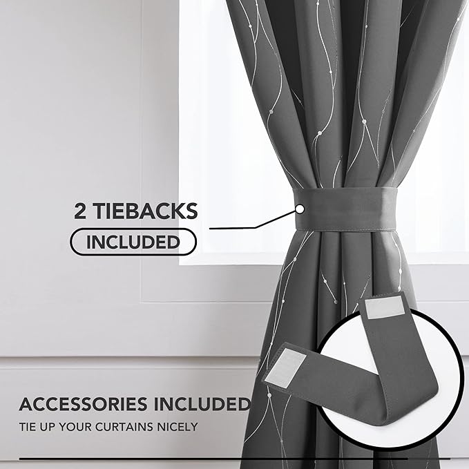 Deconovo Blackout Curtains 108 Inches Long, Thermal Insulated Soundproof Drapes - Image 5