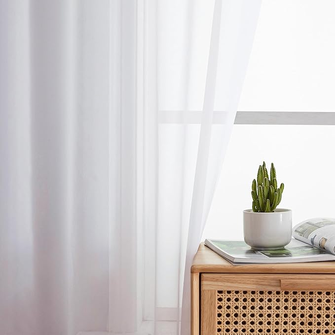 Aiyufeng 108 Inch White Sheer Window Curtains - Image 5