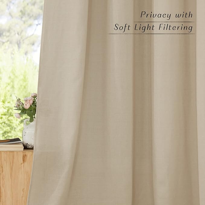 NICETOWN Thick Linen Kitchen Window Curtains Over Sink, Grommet Privacy Added - Image 3