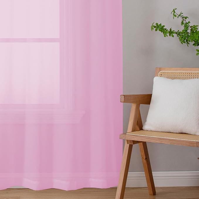 Chyhomenyc Pink Sheer Curtains 72 Inch Length 2 Panels, Light Filtering Soft - Image 7