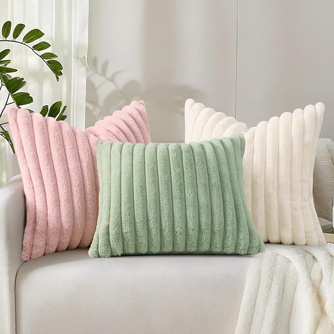 decorUhome Summer Cozy Faux Fur Throw Pillow Covers 12x20 Set of 2 Decorative - Image 8