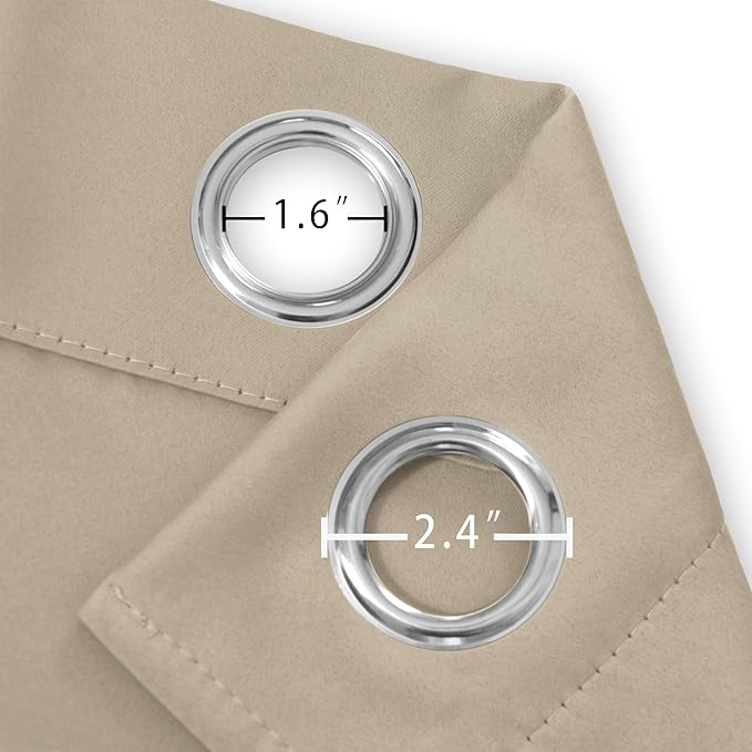 LEMOMO Blackout Curtains 52 x 90 inches Long Khaki Curtains Set of 2 Panels - Image 5