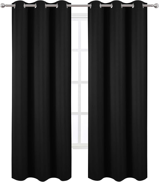 LEMOMO Black Thermal Blackout Curtains/38 x 84 Inch/Set of 2 Panels Room - Image 2