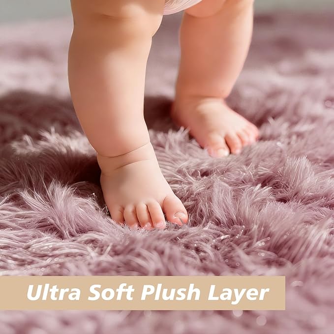 6x9 Fluffy Area Rug for Living Room, Shag Area Rugs for Bedroom, Blush Soft - Image 2