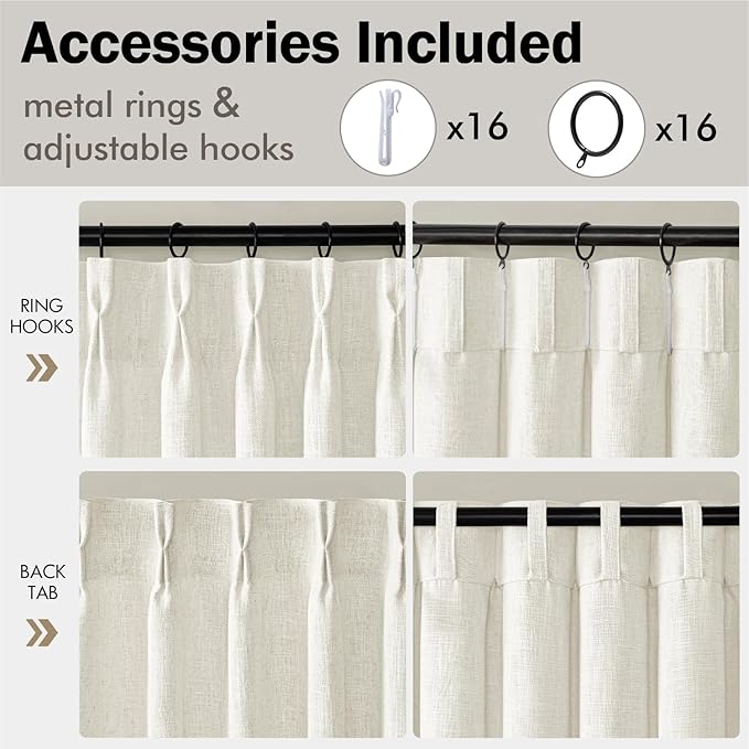 MIULEE Pinch Pleated Thick Linen Curtains 84 Inches Long 2 Panels - Image 8