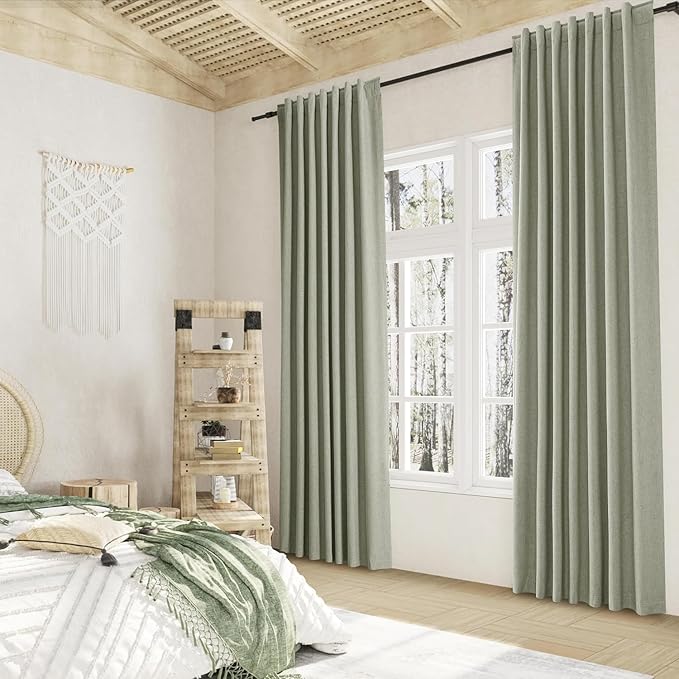 Sage Green 100% Blackout Curtains 45 Inch Length 2 Panels Set - Image 8