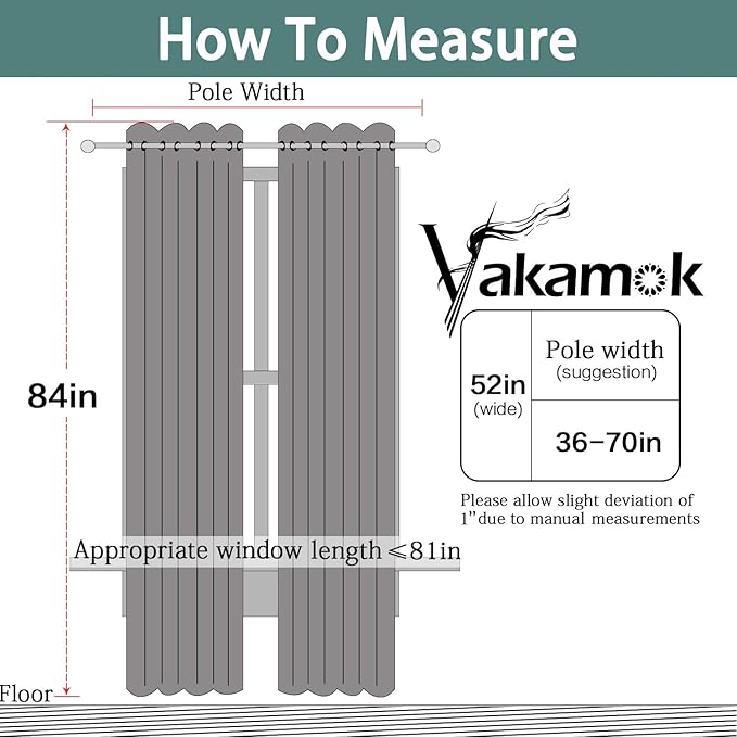 Yakamok Room Darkening Dark Grey Blackout Curtains 84 Inches Long Light - Image 7
