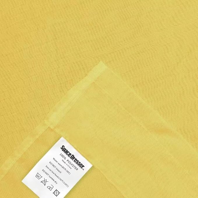 SpaceDresser Yellow Sheer Curtains 4 Panels Rod Pocket Semi-Sheer Curtain 90 - Image 6