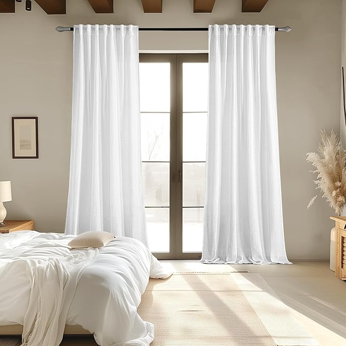 MIULEE White Linen Curtains 78 Inch Long 2 Panels - Image 6
