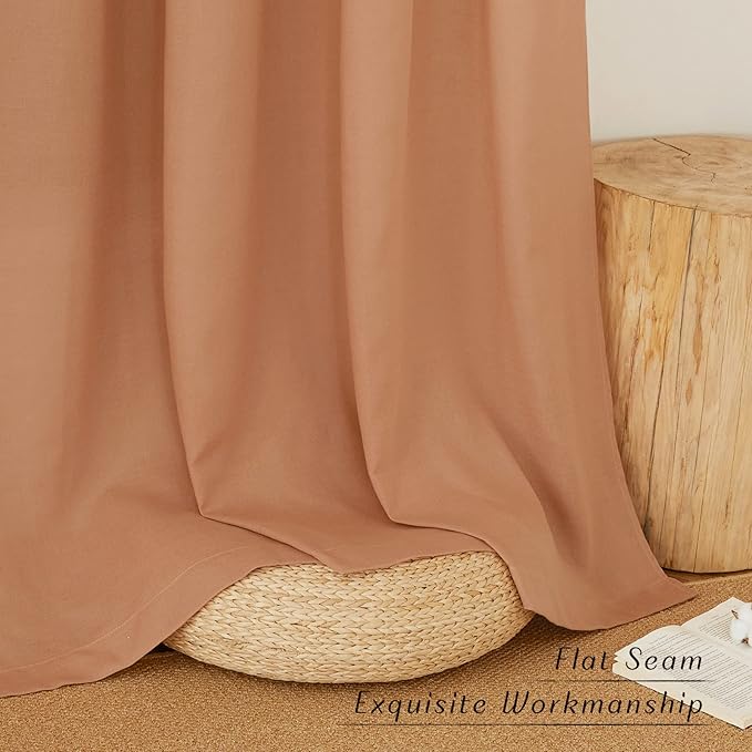 NICETOWN Burnt Orange Linen Kitchen Window Curtains Over Sink, Grommet Thick - Image 7