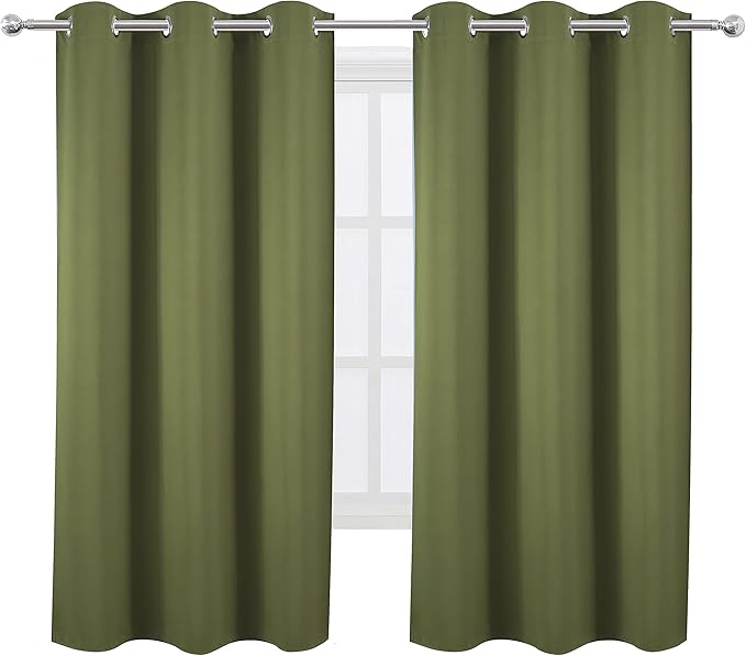 LEMOMO Olive Green Thermal Blackout Curtains/38 x 63 Inch/Set of 2 Panels Room - Image 2