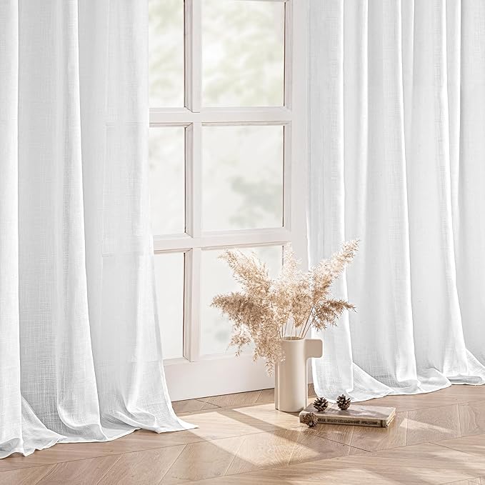 MIULEE White Linen Curtains 78 Inch Long 2 Panels - Image 5