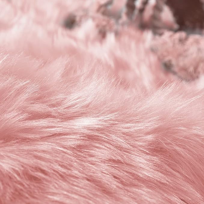 Goolela Pink Faux Sheepskin Fur Rug 4x6 Fluffy Fuzzy Furry Area Rug - Image 7