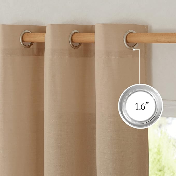 NICETOWN Flax Camel Linen Curtains - Image 4
