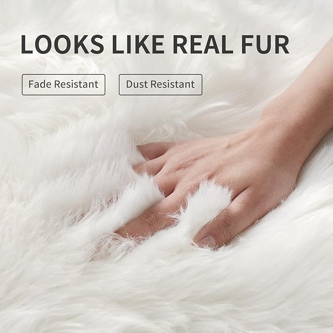 Faux Fur Rug for Bedroom, Fluffy Runner Rugs Soft Sheepskin Rug Sofa Couch Seat - Image 4