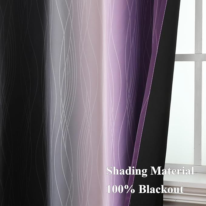 Estelar Textiler Purple and Black Ombre Blackout Curtains 108 Inch Length 2 - Image 5