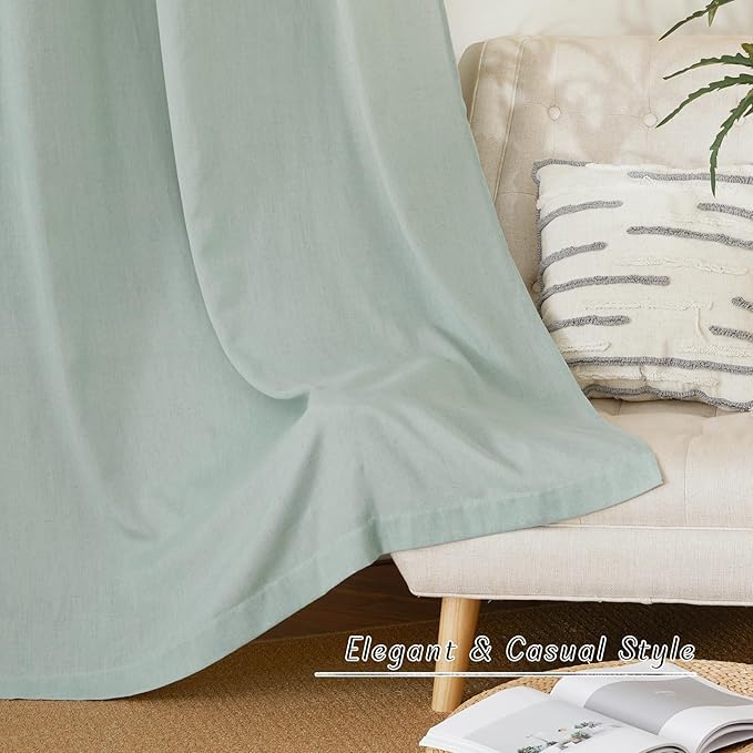NICETOWN Flax Linen Sage Green 108 inch Curtains, Grommet Thick Linen Blend - Image 7