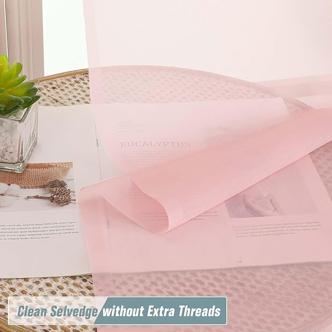 Blush Pink Valances for Windows 14 inch Length 2 Panels, Small Voile Sheer - Image 5