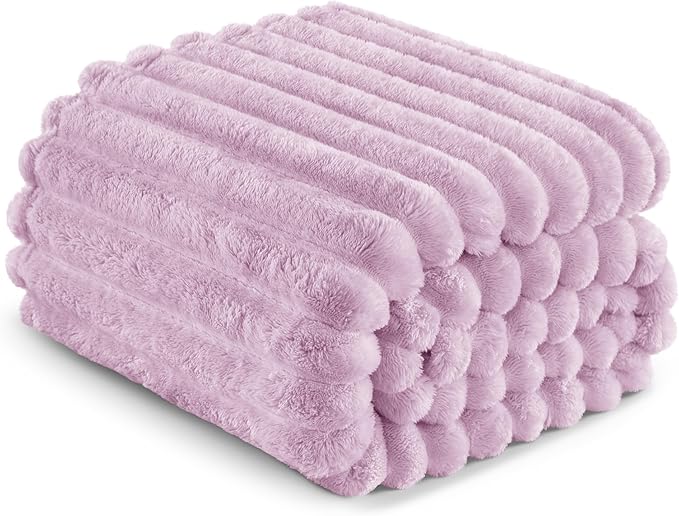 Exclusivo Mezcla Queen Size Flannel Fleece Blanket, Super Soft Striped Jacquard - Image 6