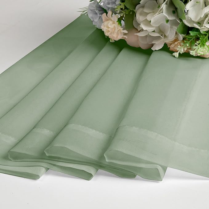 Aiyufeng Sage Green Sheer Curtains 96 Inch Length 2 PCS, Rod Pocket Voile Drapes - Image 7