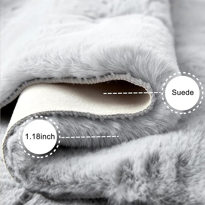 Ghouse Ultra Soft Faux Rabbit Fur Rug 2x3, Machine Washable Area Rugs - Image 3