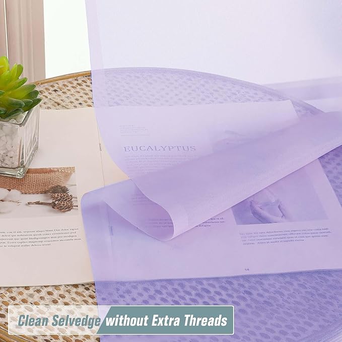 Lavender Sheer Curtains 84 Inches Long 2 Panels, Elegant Airy Transparent Light - Image 2